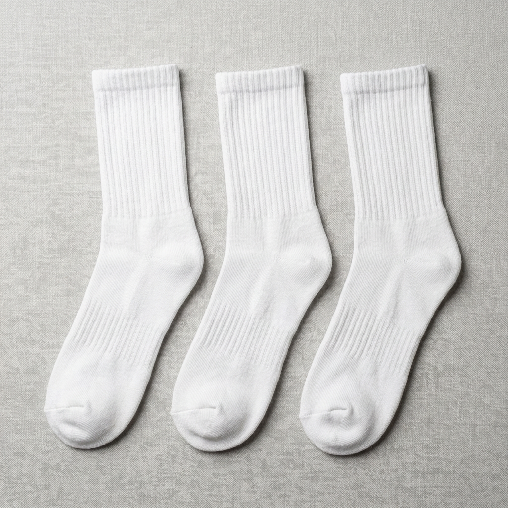 WHITE PEDAL SOCKS PACK OF 3